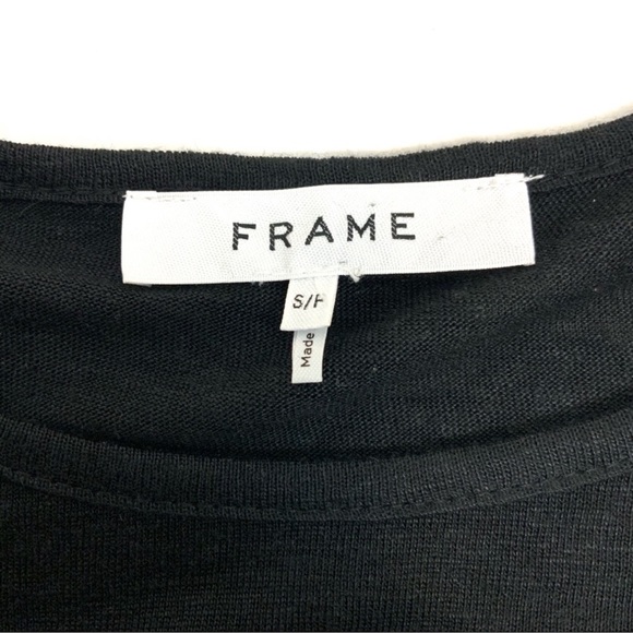 NWT FRAME Ruffled Linen Tee Noir - Picture 10 of 11